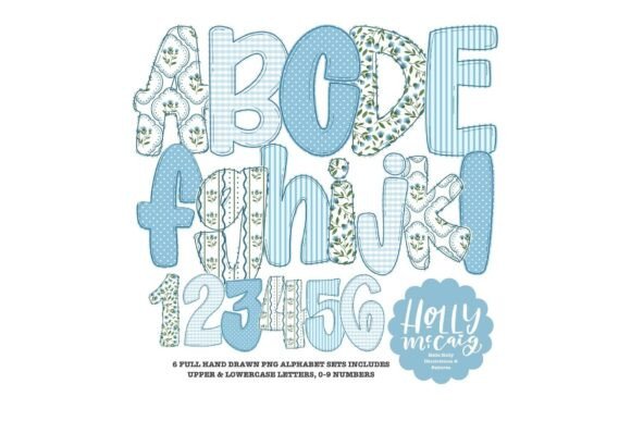 Download Cottage Chic Doodle Alphabet - Blue Font - Alphabet Collection