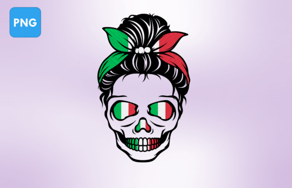 Download Skeleton Messy Bun Italy Flag - Italy flag Collection