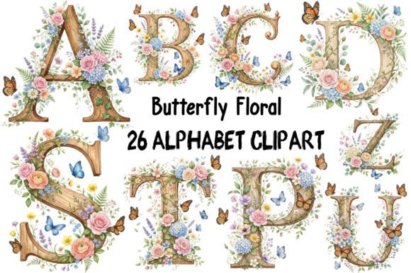 Download Butterfly Floral Alphabet Clipart - Alphabet Collection