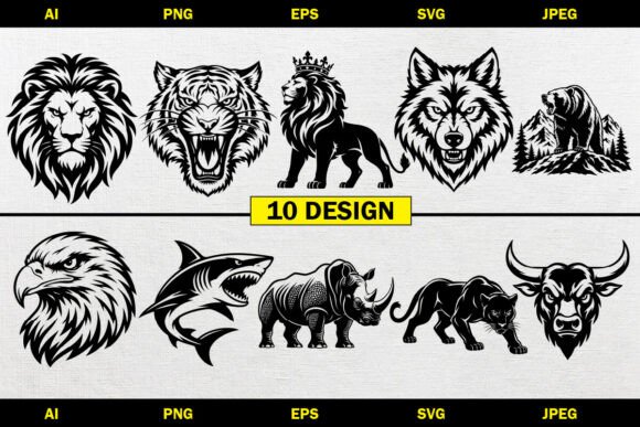Download Wild Animal Vector Bundle Design SVG PNG - Animal vector Collection