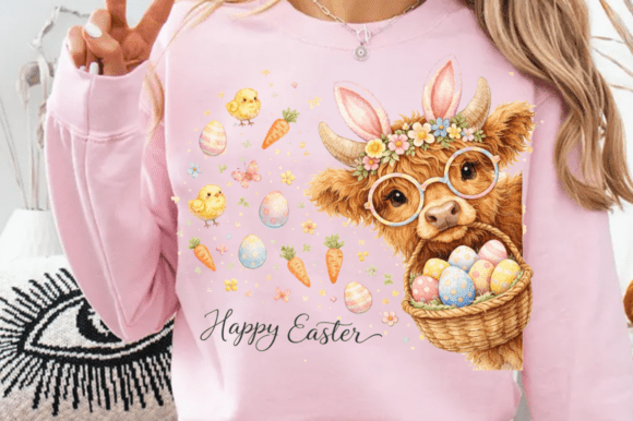 Download Easter Day Highland Cow PNG, Cute Cow - Easter day Collection