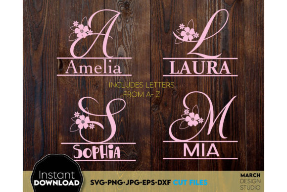 Download Alphabet Split Monogram Bundle Letters with Flowers - Alphabet Collection