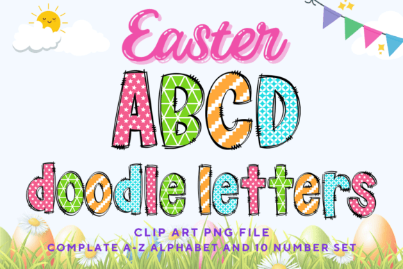 Download Easter Day Doodle Alphabet Bunny Letters - Easter day Collection