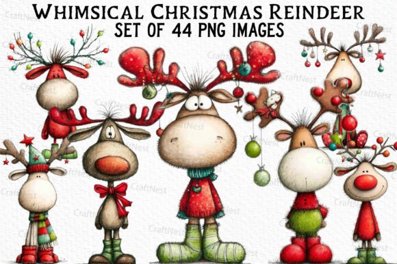Download Whimsical Christmas Reindeer Clipart - Reindeer clipart Collection