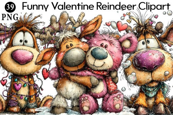 Download Funny Valentine Reindeer Clipart - Reindeer clipart Collection