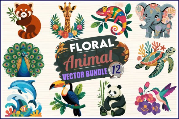 Download Floral Animal Vector Bundle SVG - Animal vector Collection