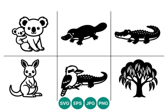 Download Black and White Aussie Animal Vector - Animal vector Collection