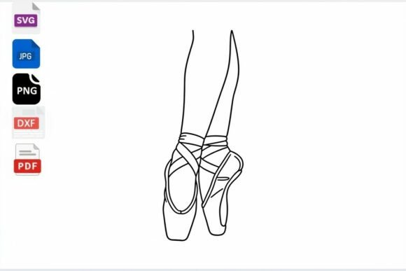 Download Ballet Pointe Shoes Line Art SVG PNG DXF - Shoes line art Collection